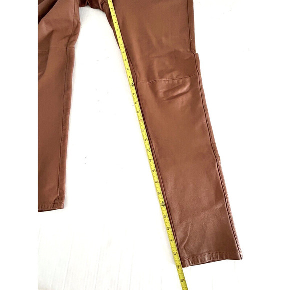 Neiman Marcus | Exclusive Women's Brown Elastic Waist Leather Pants Size Medium - Picture 7 of 15